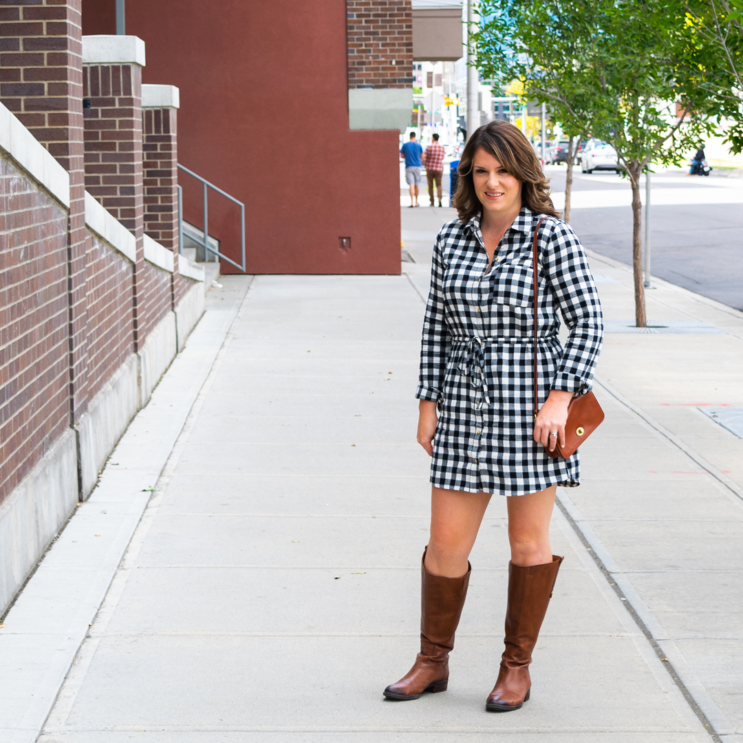 abercrombie classic plaid shirtdress | tie waist shirt dress | checkered shirt dress | how to wear a shirt dress | fall style | fall outfit ideas