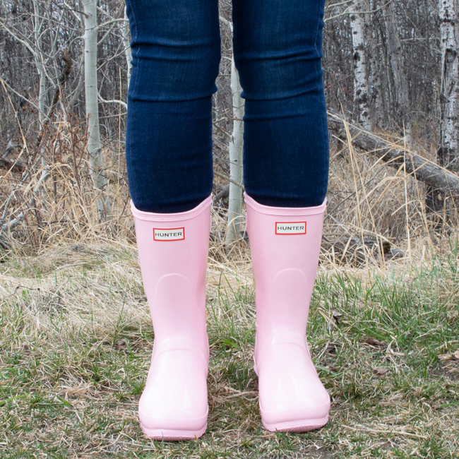 short pink hunter rain boots