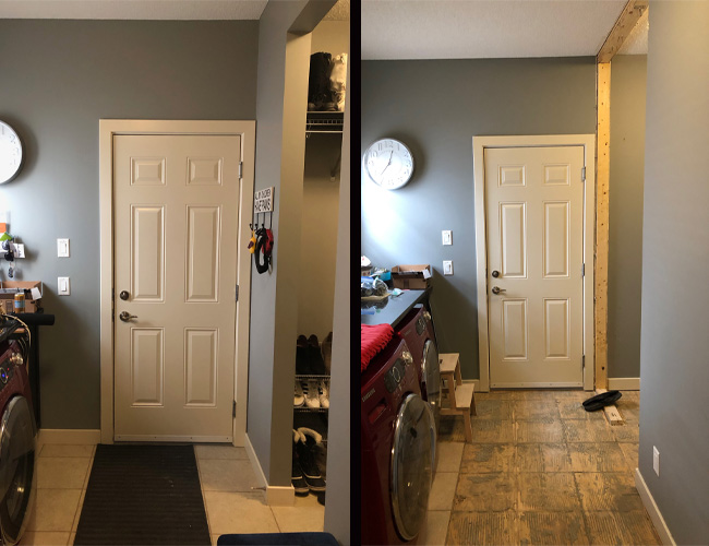 mud room renovation before and after, pantry renovation before and after, floor plan view, pantry floor plan, walk through laundry room floor plan, walk through mud room floor plan, walk through pantry floor plan