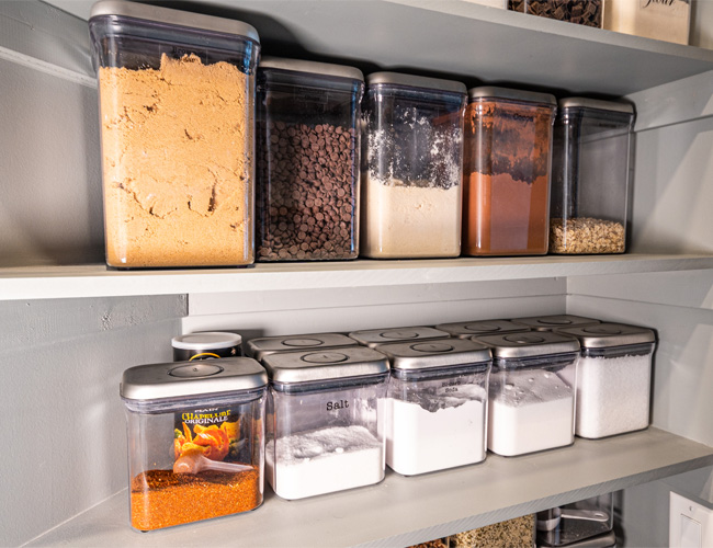 how to organize your pantry, pantry renovations, pantry organization, pantry design, pantry containers, bed bath beyond pantry, oxo pop containers