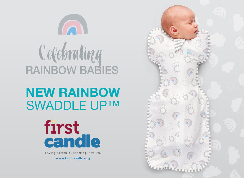 baby gifts that give back, baby gift ideas, gifts for new parents, gifts that support charities, charitable baby gift, unique baby gift, gifts for rainbow babies, miscarriage baby gift, gifts after miscarriage, rainbow baby swaddle sack, best sleep sack gift, best sleep sacks for baby, love to dream rainbow swaddle up, love to dream swaddle up sleep sack