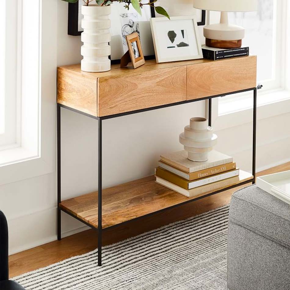 console table, console table inspo, how to style a console table, how to style a sofa table, midcentury modern console, console ideas, console decor ideas, how to style a table, how to style an entryway table, entryway style ideas