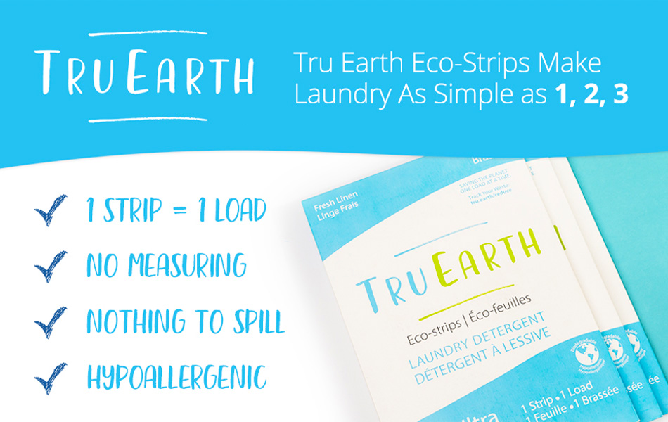 Tru Earth Laundry Detergent Strips, strips of laundry soap, laundry detergent, tru earth laundry soap, eco friendly laundry detergent, eco friendly laundry products, environmentally friendly laundry soap, travel laundry soap, best laundry soap for backpacking, laundry soap for toddler stains